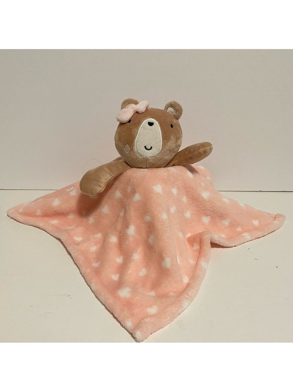 Baby Mode Teddy Bear Lovey Pink White Hearts Baby Cuddle Soft Girl Plush Toy